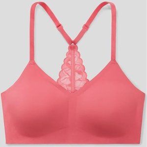 True & Co. Everybody Pink Lace Racerback Bralette Bra Size XL